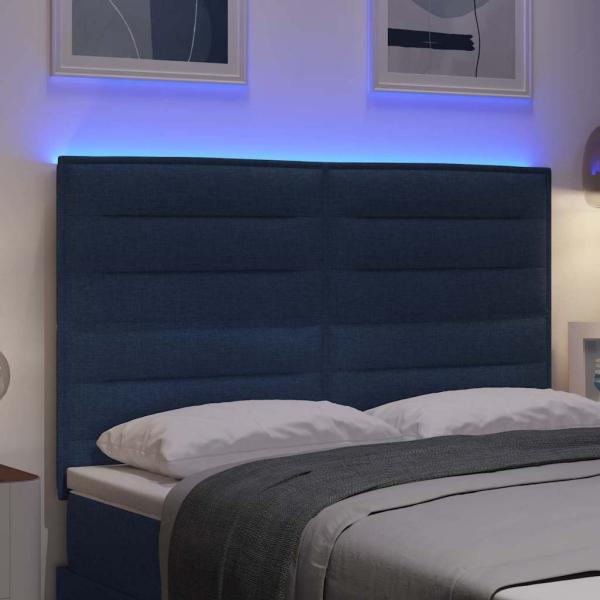 LED Kopfteil Linien Design Blau 80 cm Stoff