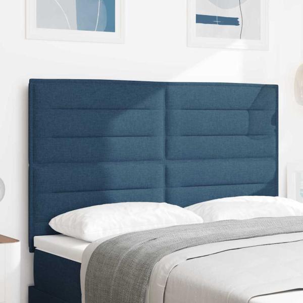 LED Kopfteil Linien Design Blau 80 cm Stoff