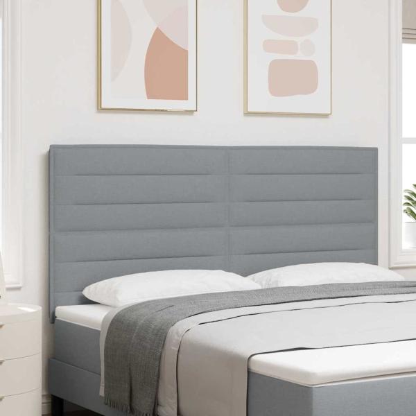 LED Kopfteil Linien Design Hellgrau 90 cm Stoff