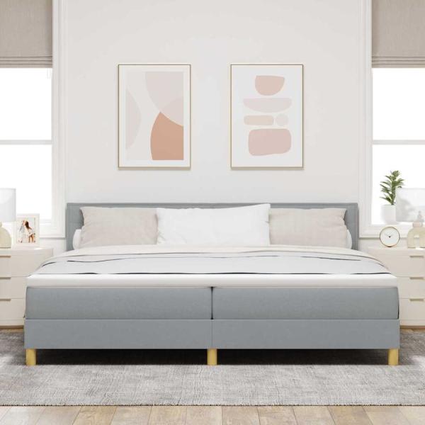 Boxspringbett mit Matratze Hellgrau 200x200 cm Stoff