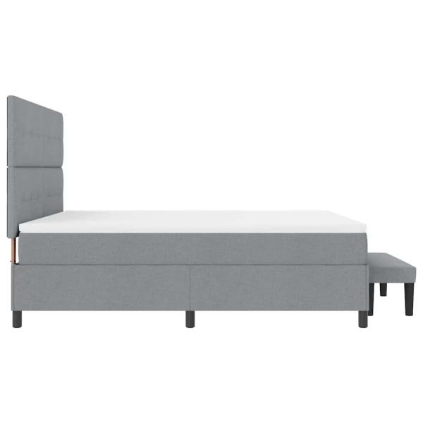 Boxspringbett mit Matratze & Bank Hellgrau 180x200 cm Stoff