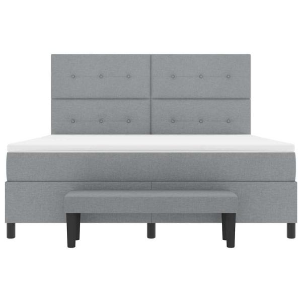 Boxspringbett mit Matratze & Bank Hellgrau 180x200 cm Stoff