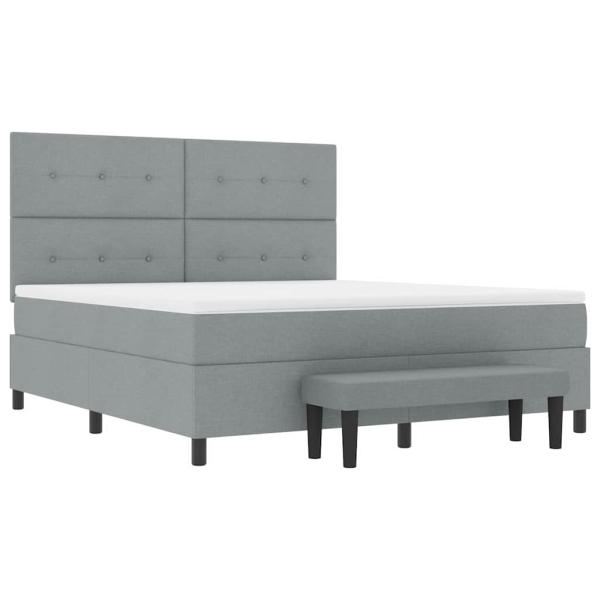 Boxspringbett mit Matratze & Bank Hellgrau 180x200 cm Stoff