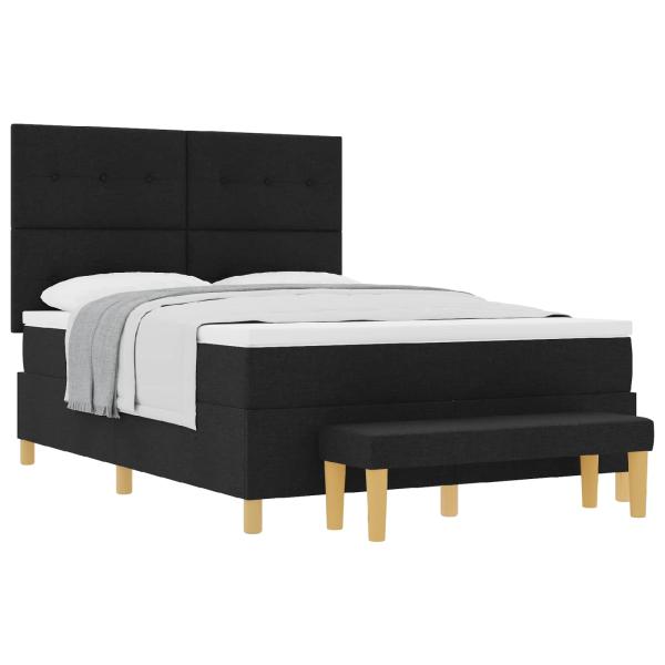 Boxspringbett mit Matratze & Bank Schwarz 140x200 cm Stoff