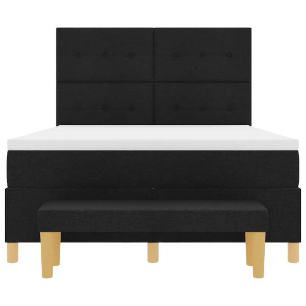 Boxspringbett mit Matratze & Bank Schwarz 140x200 cm Stoff