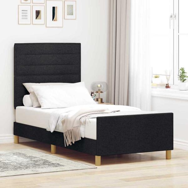 ARDEBO.de - Bettgestell mit Kopfteil Schwarz 80 x 200 cm Stoff