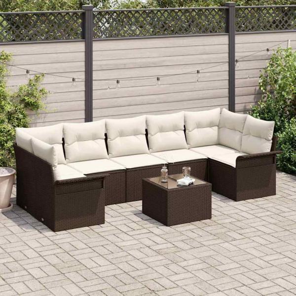ARDEBO.de - Gartensofa-set 8 stk. Braun Poly-Rattan
