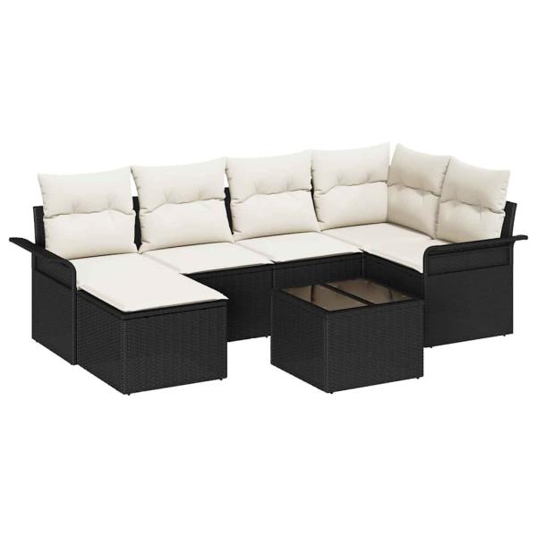 6-teiliges Garten-Sofa-Set mit Kissen aus braunem Poly-Rattan