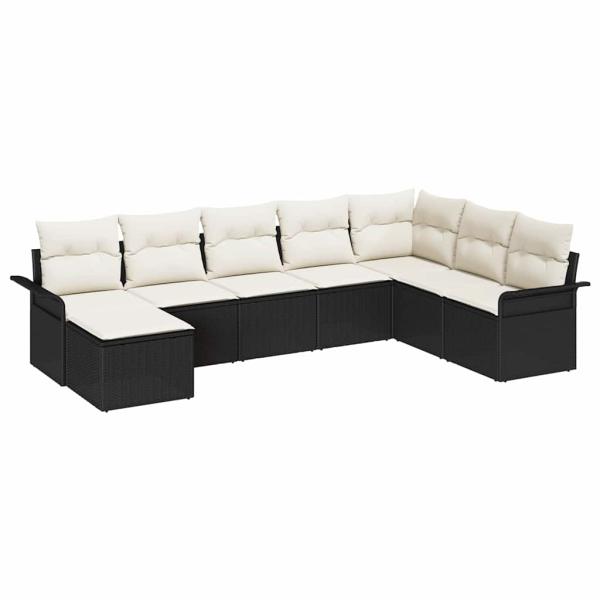8-teiliges Garten Sofa Set mit Kissen - Schwarz Poly Rattan