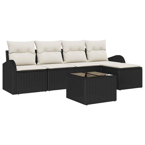 5 teiliges Garten Sofaset mit Kissen braun Poly Rattan