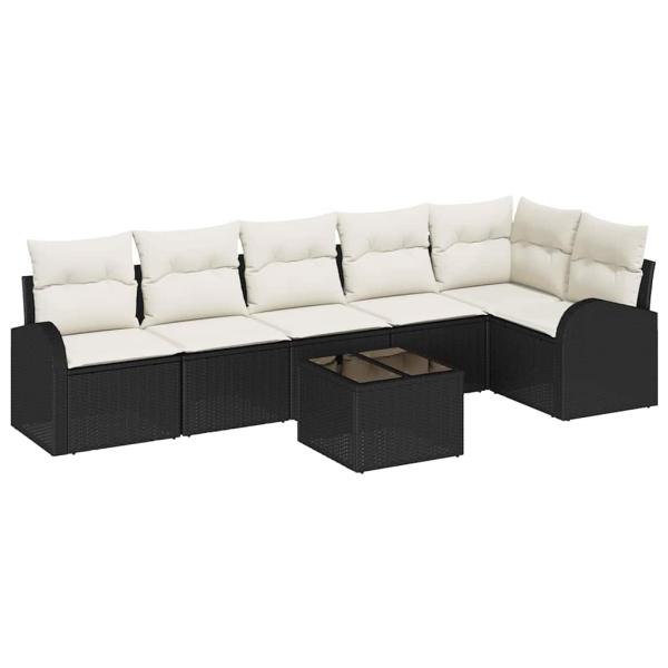 6-teiliges Garten Sofa Set mit Kissen Braunes Poly Rattan