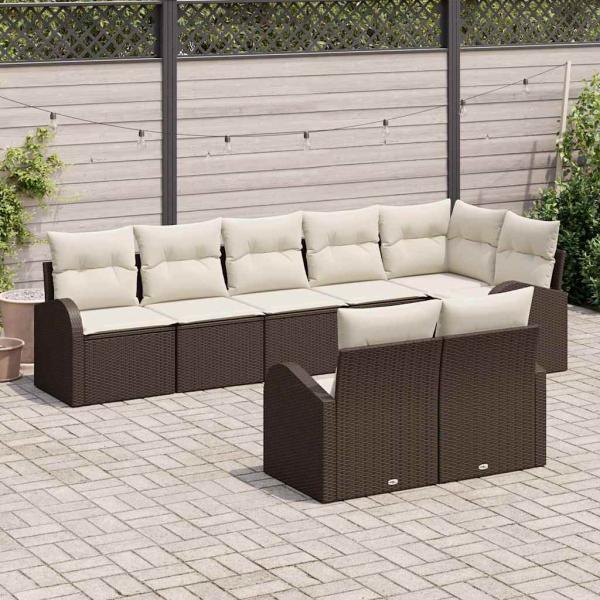 8-teiliges Garten Sofa Set mit Kissen aus braunem Poly-Rattan