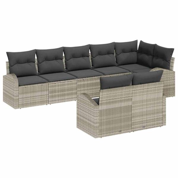 9-teiliges Garten-Sofa-Set mit Kissen Graues Poly-Rattan