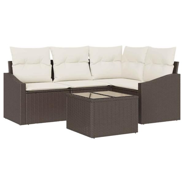 4-teiliges Garten Sofa Set mit Kissen Grau Poly Rattan