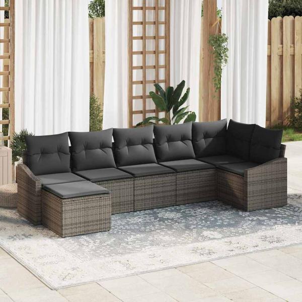 ARDEBO.de - Sofa Set 7 stk. Grau [Synthetisch]: Poly Rattan