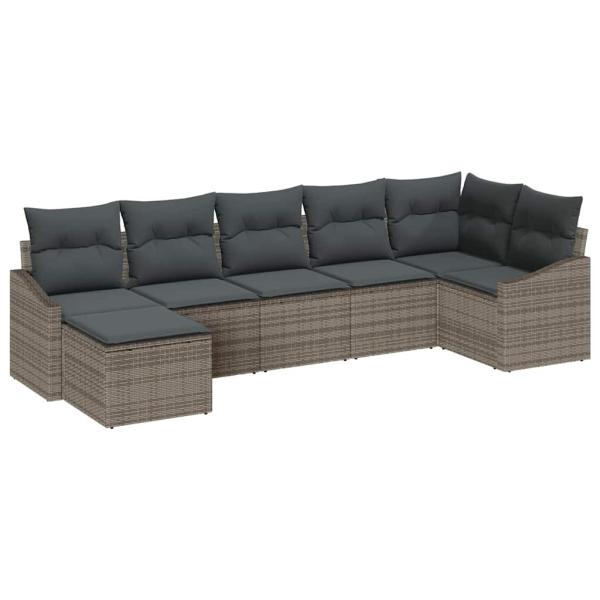 Sofa Set 7 stk. Grau [Synthetisch]: Poly Rattan