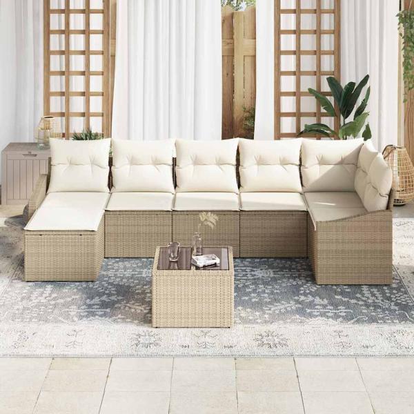 8-teiliges Garten-Sofa-Set mit Kissen Braun Poly-Rattan
