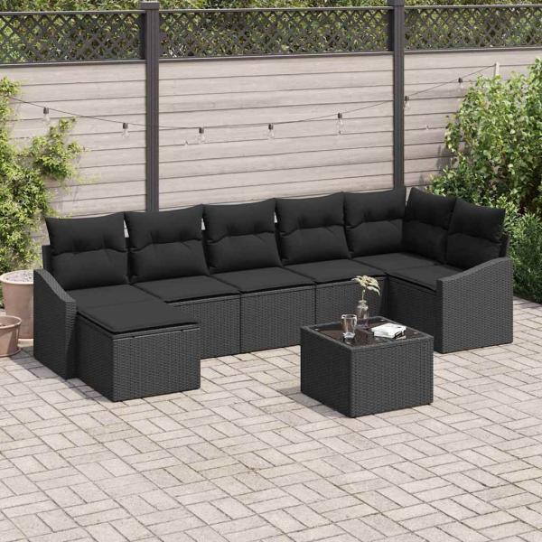 ARDEBO.de - 8-teiliges Garten-Sofa-Set mit Kissen Beige Poly Rattan