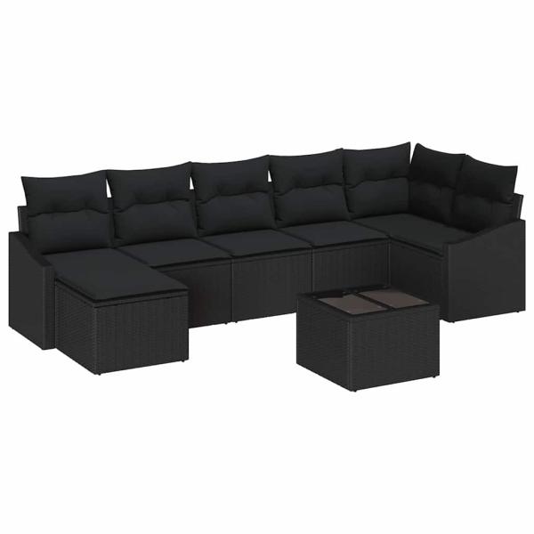 8-teiliges Garten-Sofa-Set mit Kissen Beige Poly Rattan