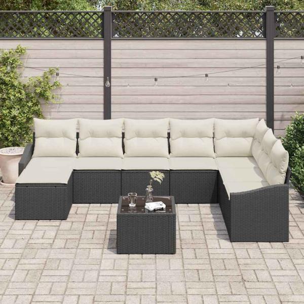 8-teiliges Garten Sofa Set mit Kissen, braun, Poly Rattan
