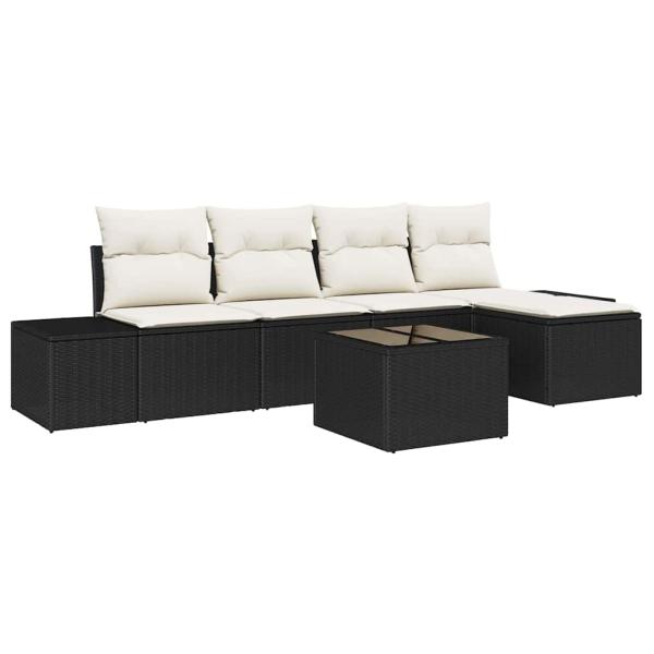 5-teiliges Garten-Sofa-Set mit Kissen Braun Poly-Rattan