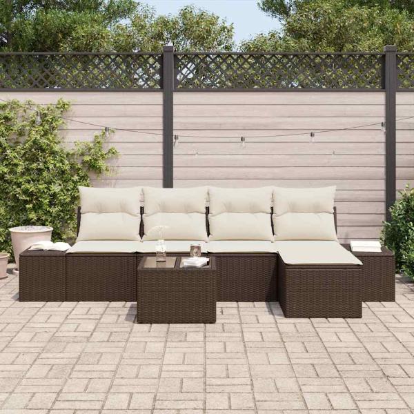 5-teiliges Garten Sofa Set mit Kissen Grau Poly Rattan