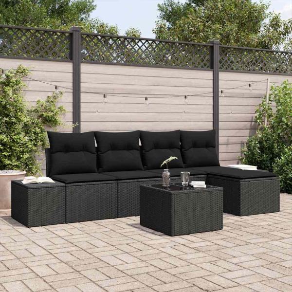 ARDEBO.de - 6-teiliges Garten-Sofa-Set mit Kissen in Beige aus Poly Rattan