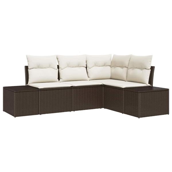 ARDEBO.de - 4-teiliges Garten Sofa Set mit Kissen Braun Poly Rattan