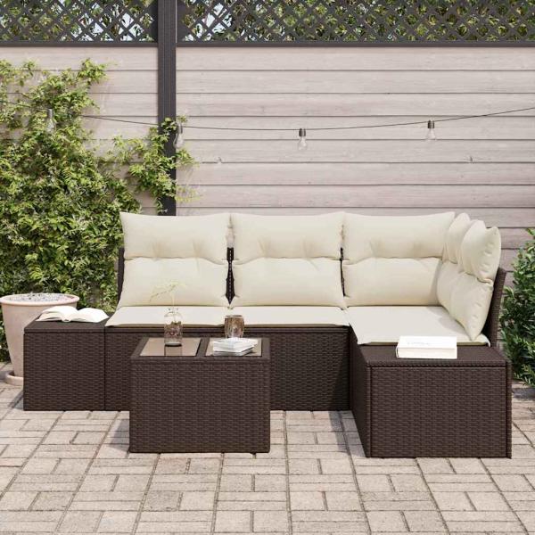 4-teiliges Garten Sofa Set mit Kissen in Grau aus Poly Rattan