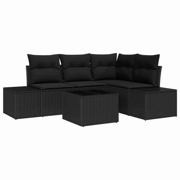 5-teilige Garten Sofa Set mit Kissen Beige Poly Rattan