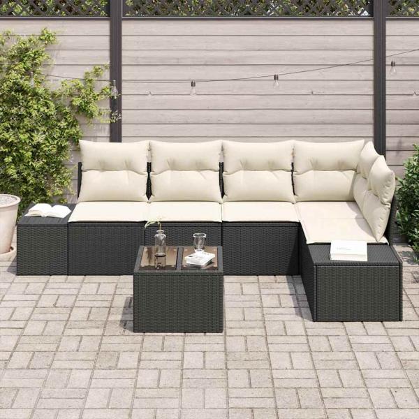 5-teiliges Garten Sofa Set mit Kissen in Braun Poly Rattan