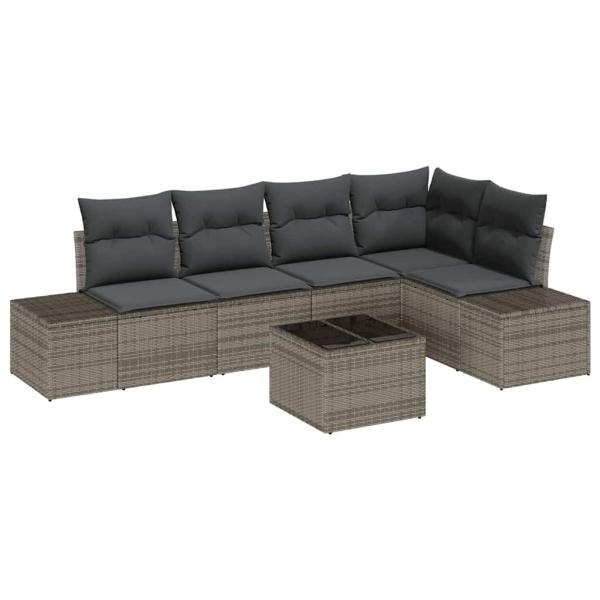 5-teiliges Garten-Sofa-Set mit Kissen Schwarz Poly-Rattan
