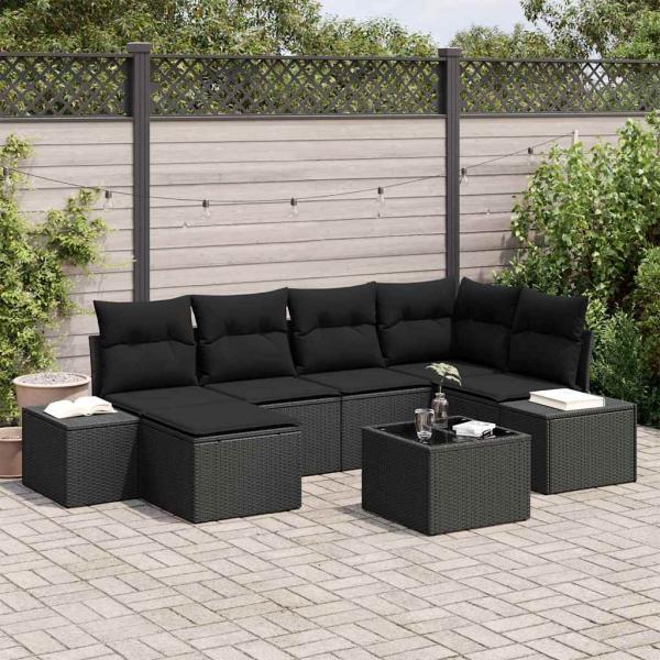 ARDEBO.de - 7-teiliges Garten Sofa Set mit Kissen Beige Poly-Rattan
