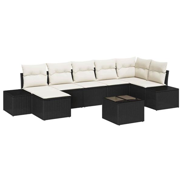 7-teiliges Garten-Sofa-Set mit Kissen in braunem Poly-Rattan