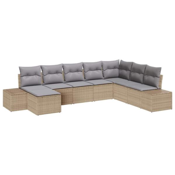 ARDEBO.de - 8-teiliges Garten Sofa Set mit Kissen Beige Poly Rattan