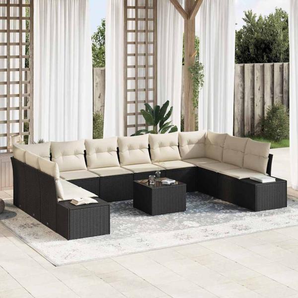 ARDEBO.de - 10-teiliges Garten-Sofa-Set mit Kissen braunes Poly-Rattan