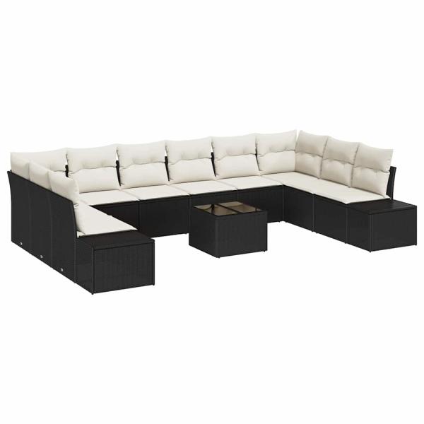 10-teiliges Garten-Sofa-Set mit Kissen braunes Poly-Rattan