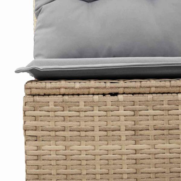 8-teiliges Garten Sofa Set mit Kissen Beige Poly Rattan Akazie