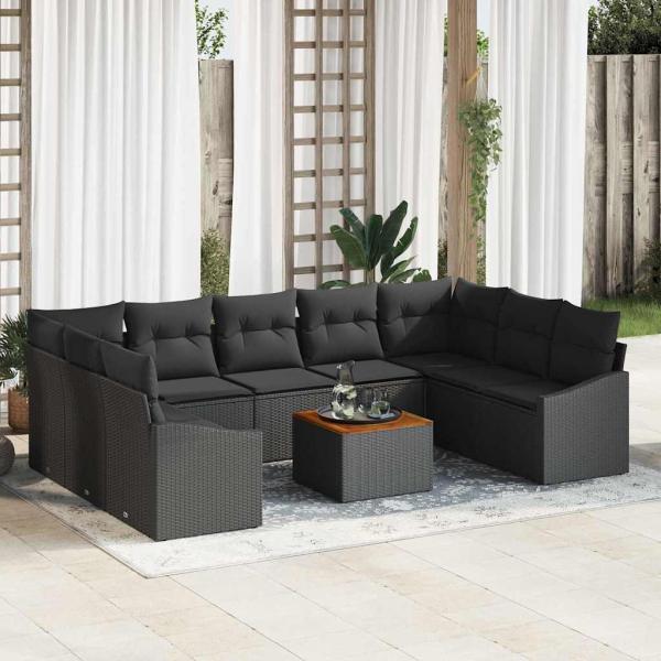 ARDEBO.de - Gartensofa-set 10 stk. Schwarz Poly-Rattan