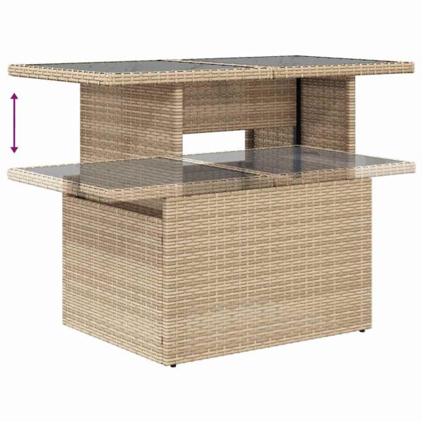 7-teiliges Garten-Sofa-Set mit Kissen Beige Poly Rattan