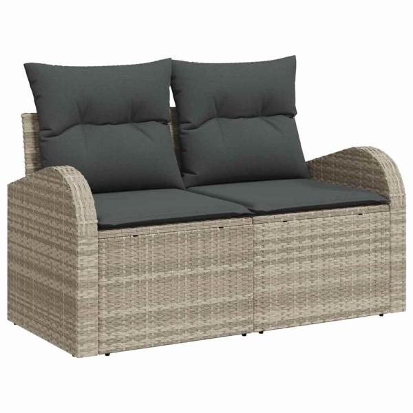 6-teiliges Garten Sofa Set mit Kissen Hellgraues Poly Rattan