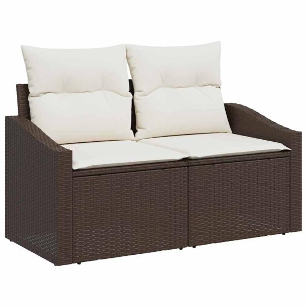 9-teiliges Garten Sofa Set mit Kissen Braun Poly Rattan