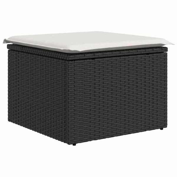 6-teiliges Garten-Esstischset mit Kissen Schwarz Poly Rattan Akazie