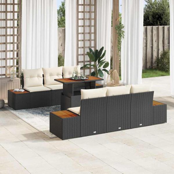 ARDEBO.de - Gartensofa-set 7 Stk. Schwarz und Beige