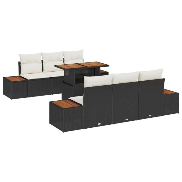 Gartensofa-set 7 Stk. Schwarz und Beige