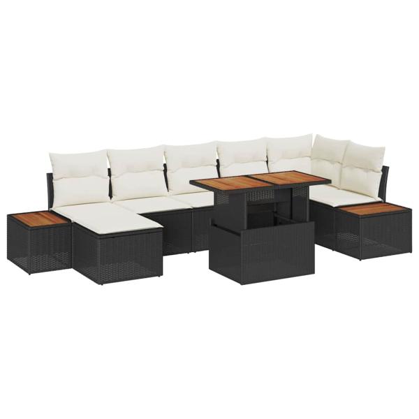 Gartensofa-set 8 pcs Schwarz und Beige