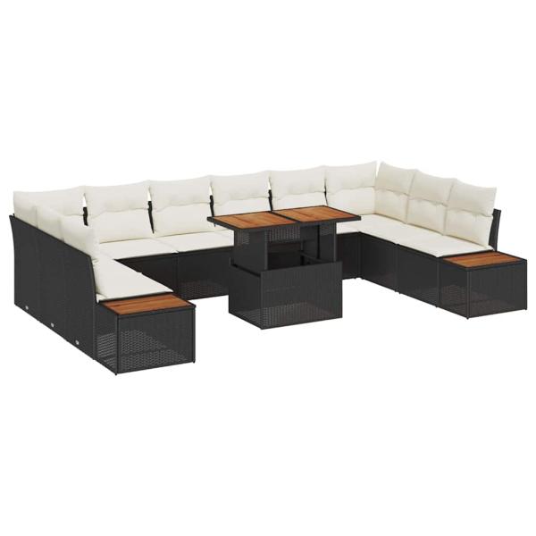 Gartensofa-set 11 Stk. Schwarz Poly-Rattan