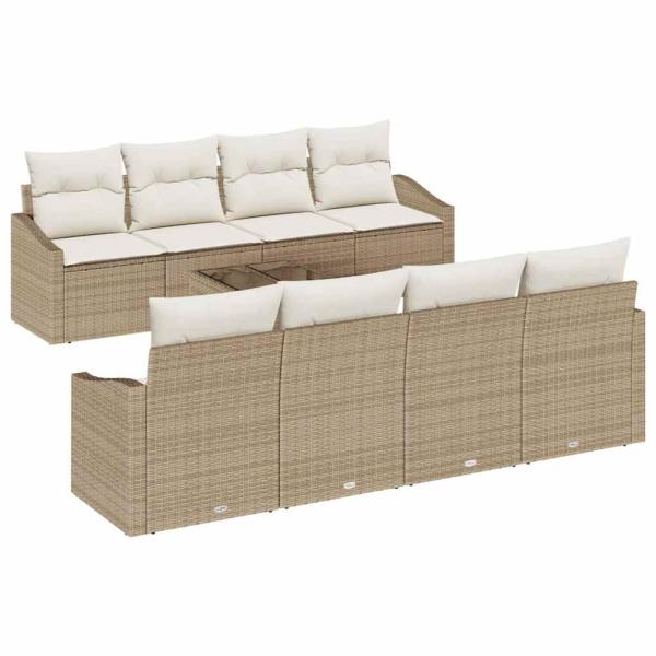 7-teiliges Garten Sofa Set mit Kissen Beige Poly-Rattan