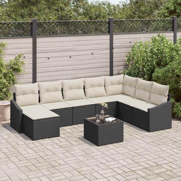 ARDEBO.de - 8-teiliges Garten Esszimmer Set mit Kissen braun Poly Rattan