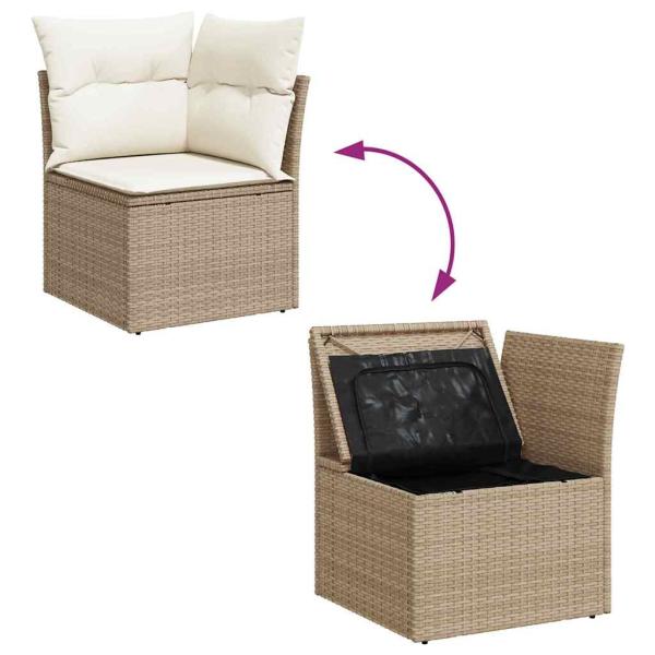 9-teiliges Garten Essset mit Kissen Braunes Poly Rattan